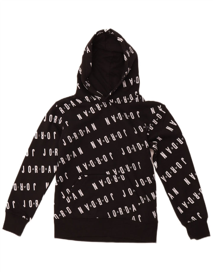 JORDAN Jungen-Pullover mit grafischem Kapuzenpullover, 8–9 Jahre, Größe S, schwarze Baumwolle