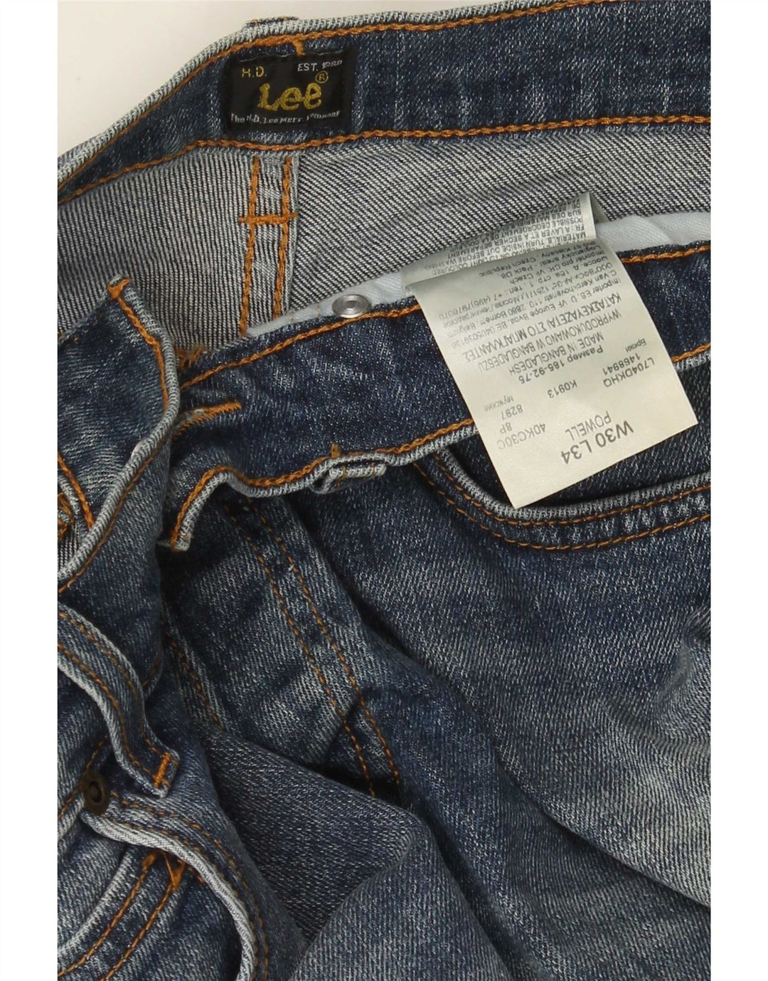 Lee Herren Powell Slim Jeans W30 L28 Blaue Baumwolle