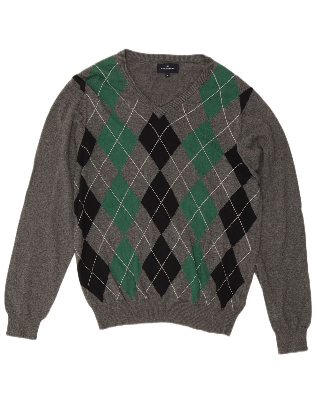 Marks & Spencer Herren Blauer Harbor-Pullover mit V-Ausschnitt Mittelgrau