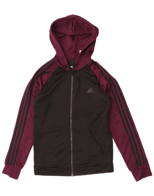 Adidas Womens Zip Hoodie Sweater UK 12/14 Medium Black Colourblock