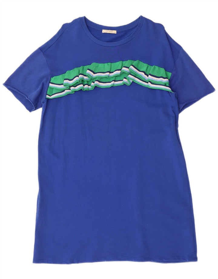 ZARA Womens Oversized T-Shirt Dress UK 10 Small Blue Polyester