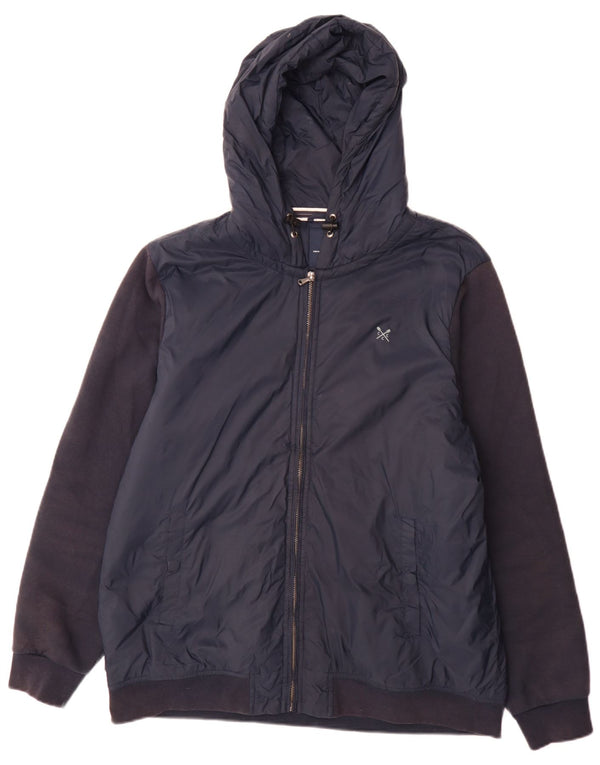 Crew Clothing Wattierte Herrenjacke mit Kapuze, UK 42, XL, Marineblau, Farbblock
