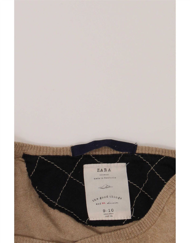 Zara Jungen-Pullover mit V-Ausschnitt, 9–10 Jahre, Beige