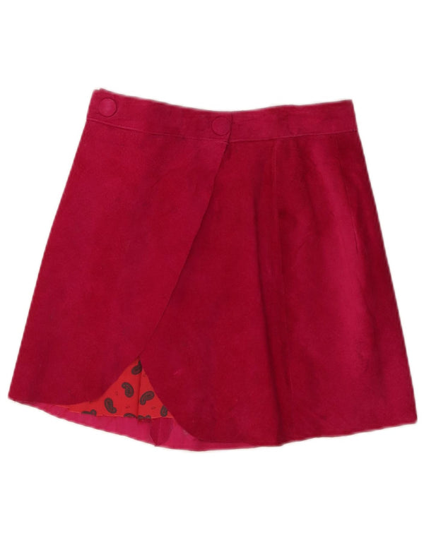 Vintage Womens Suede Skirt W24 XS Pink