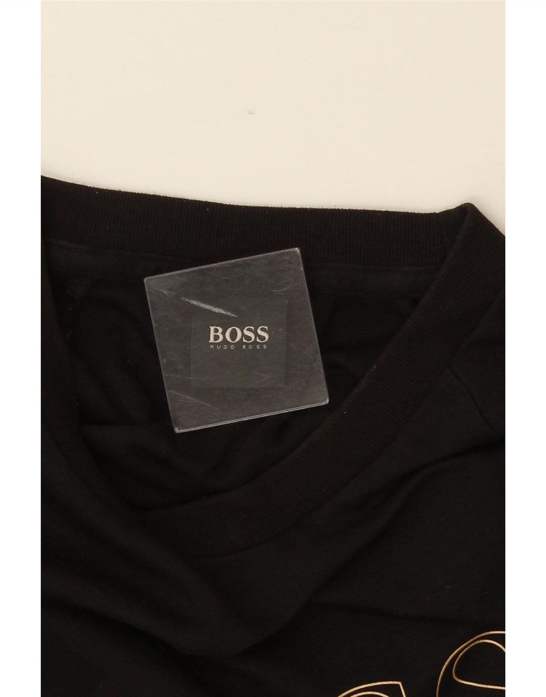 HUGO BOSS Herren Grafik-Sweatshirt-Pullover aus mittelschwarzer Baumwolle