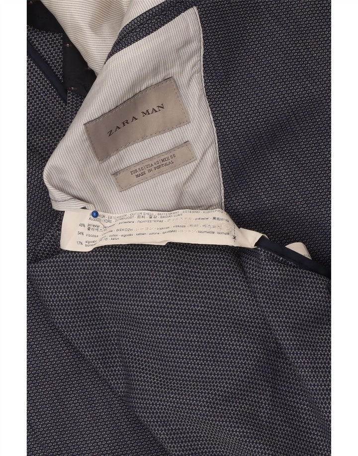 ZARA Herren-Blazerjacke mit 2 Knöpfen, EU 50, Mittelmarineblau, Polyester