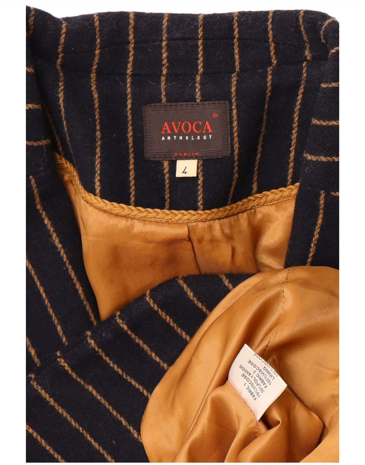 AVOCA Womens Oversized 2 Button Blazer Jacket UK 4 XS Navy Blue Striped