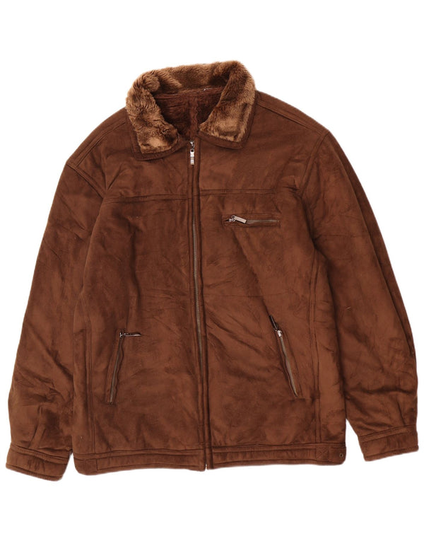 Vintage Damen Sherpa Jacke UK 22 3XL Braun Acryl