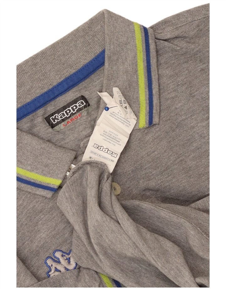Kappa Herren-Poloshirt, groß, grau gefleckte Baumwolle