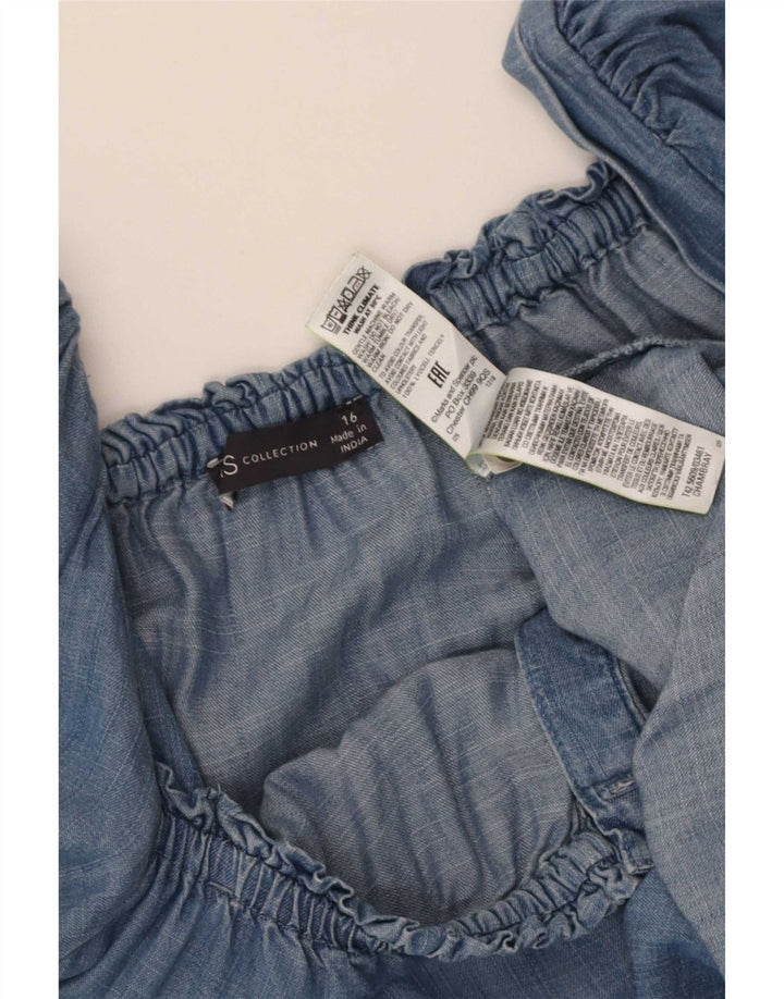 Marks & Spencer Damen Maxikleid UK 16 Large Blau Lyocell