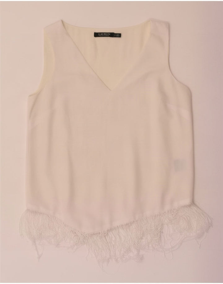 Ärmelloses Blusenoberteil für Damen von Ralph Lauren, US 6, Mittelweiß, Polyester