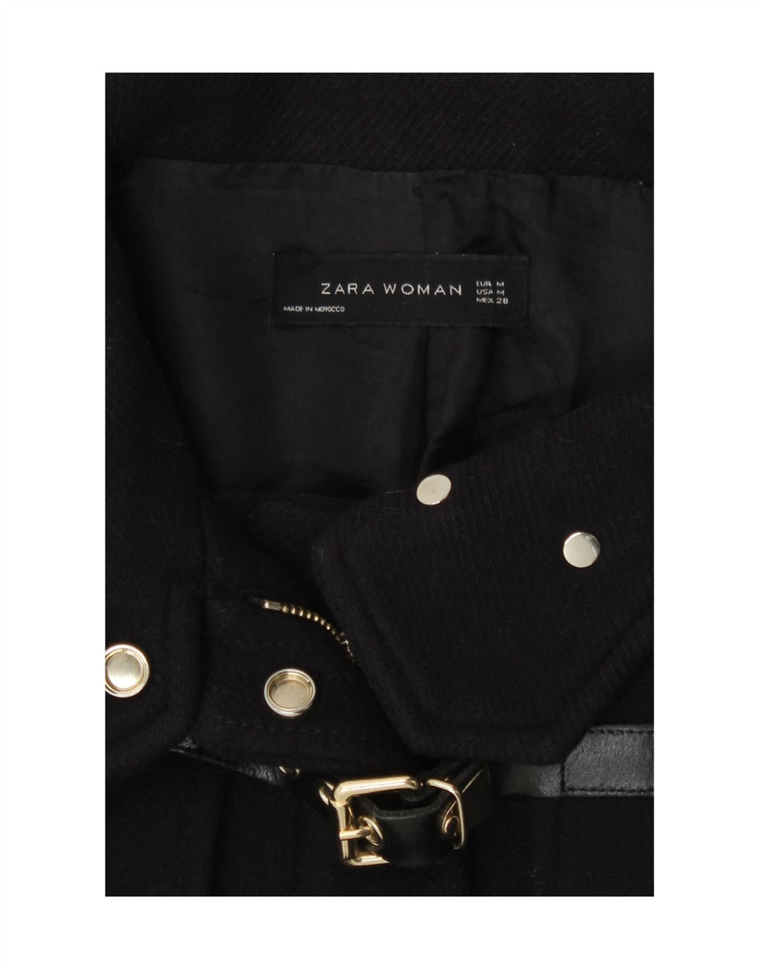 Zara Damen Pea Coat UK 14 Mittelmarineblaue Wolle