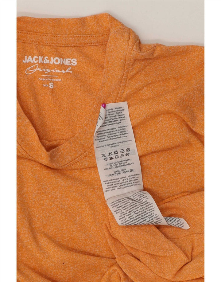 Jack & Jones Herren-T-Shirt-Oberteil, klein, orange gefleckte Baumwolle