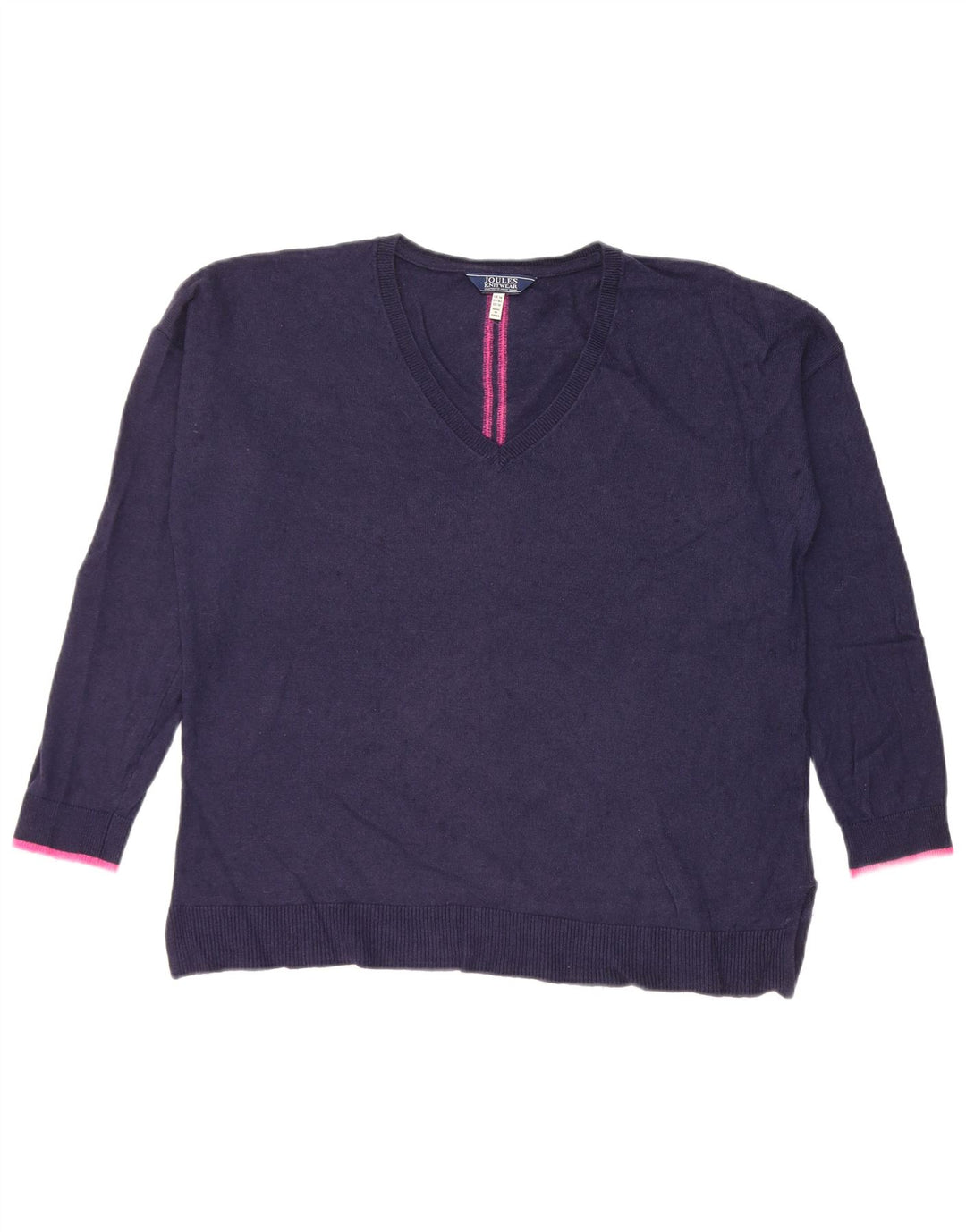 Joules Damen-Pullover mit V-Ausschnitt, UK 14, mittelmarineblaue Viskose