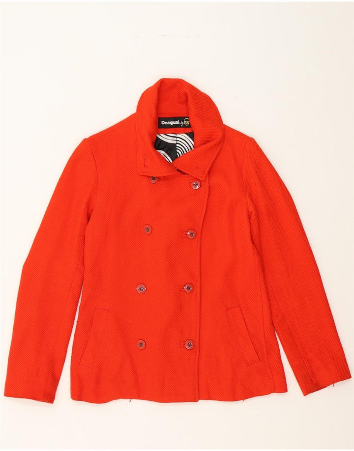 DESIGUAL Womens Pea Coat EU 38 Medium Red Polyester Vintage Desigual and Second-Hand Desigual from Messina Hembry 