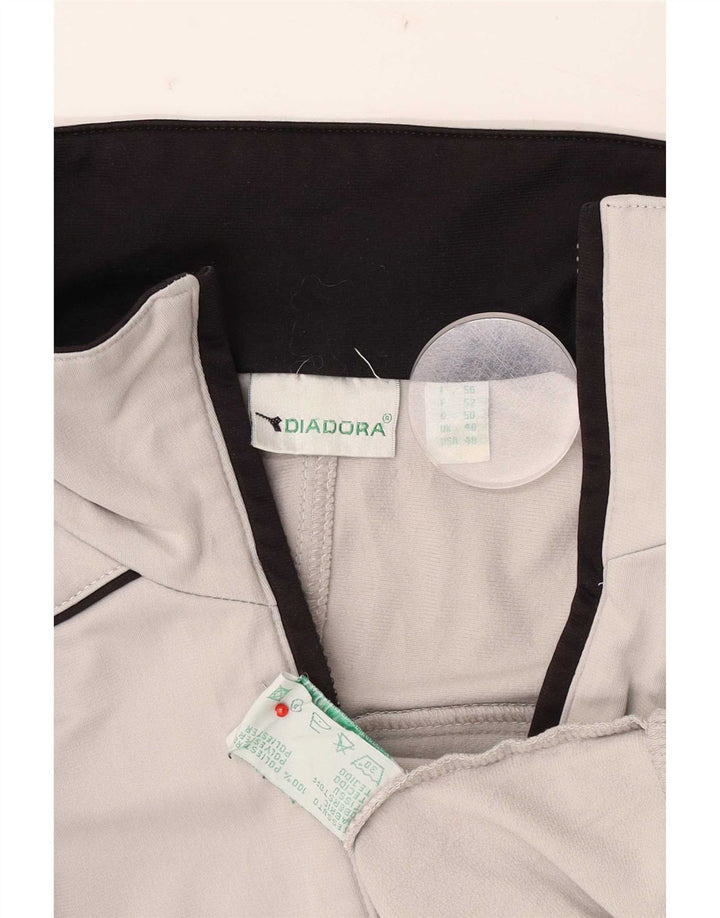 Diadora Herren-Trainingsanzug-Top-Jacke, UK 40, mittelgraues Polyester
