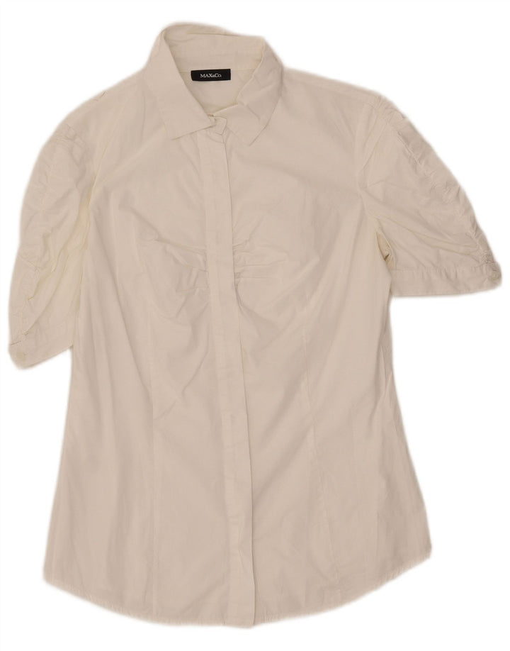 Max & Co. Damen Kurzarmhemd UK 12 Mittelweiß
