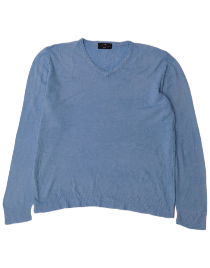 Marks & Spencer Herren-Pullover „Harbor“ mit V-Ausschnitt, groß, Acryl, Blau