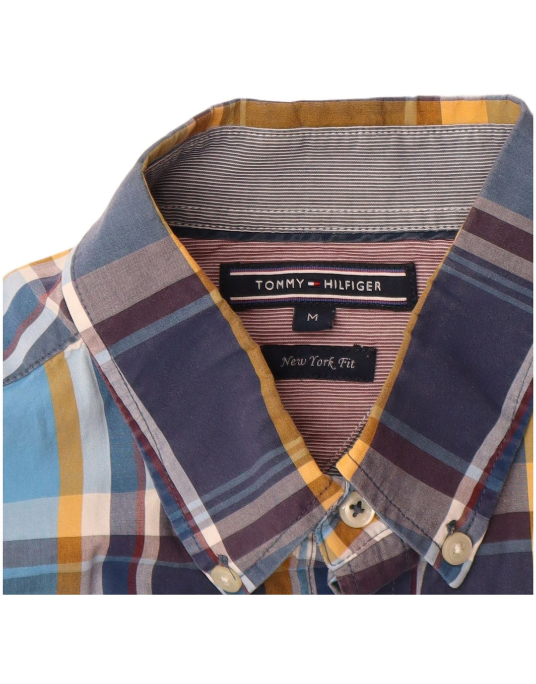 Tommy Hilfiger Herren-Hemd „New York Fit“ aus mittelblauer Karo-Baumwolle