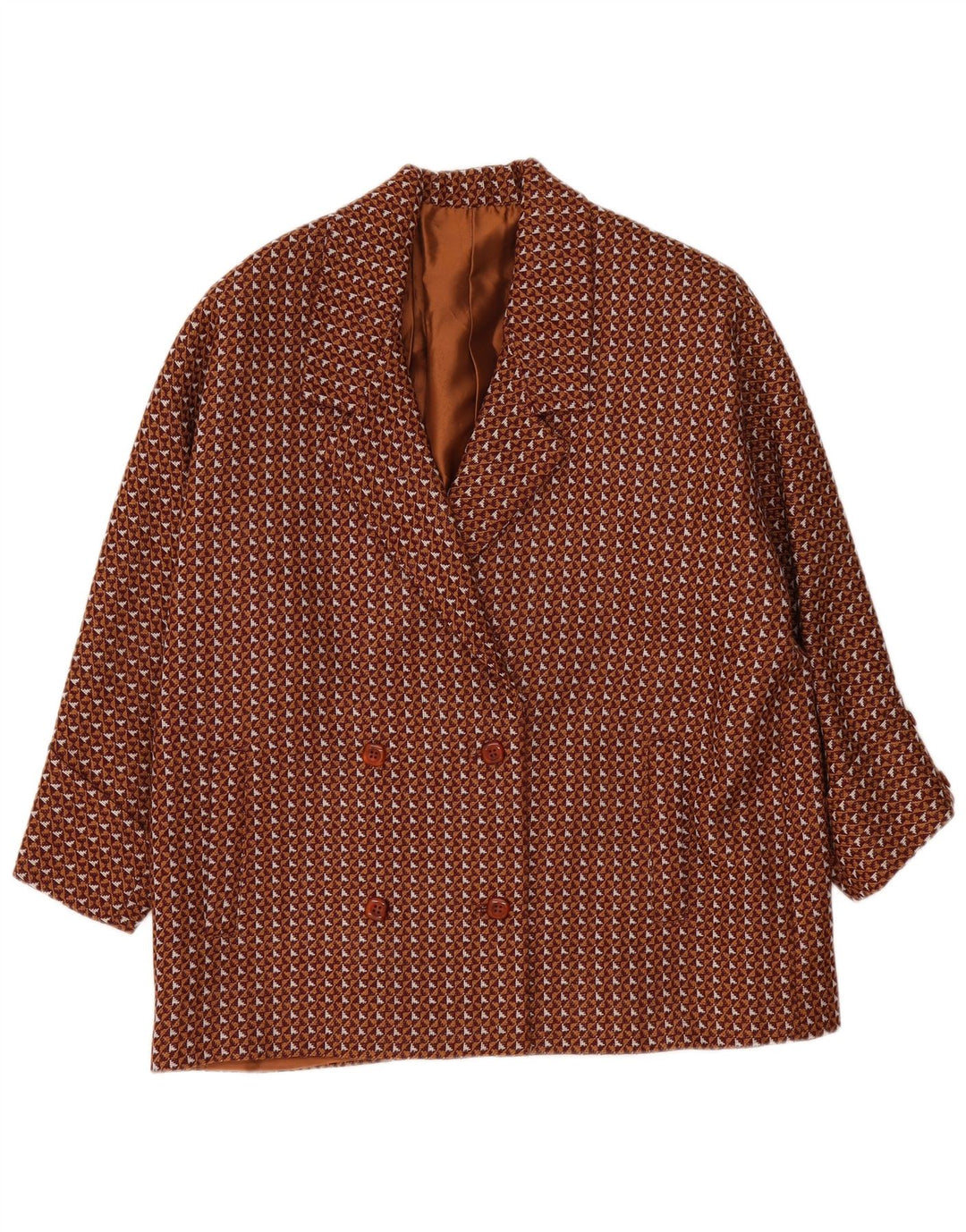 Vintage Damen Oversized Blazer Jacke UK 20 2XL Braun Geometrisch