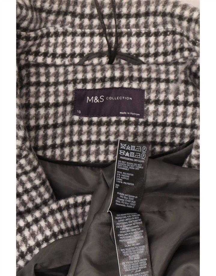 Marks & Spencer Zweireihiger Damenmantel UK 18 XL Grauer Hahnentritt