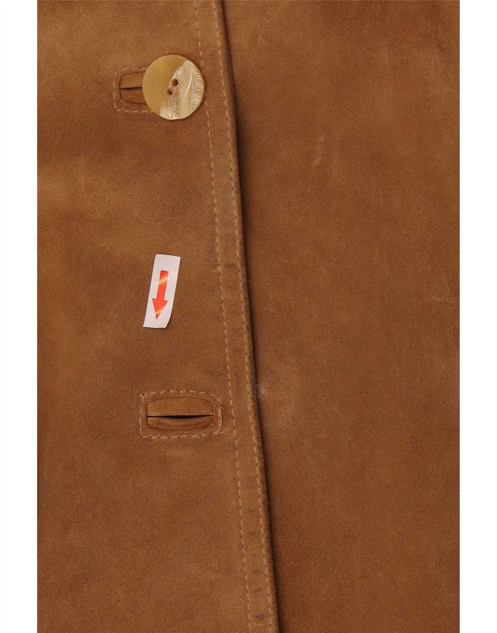 Firenze Damen-Blazer aus Wildleder mit 2 Knöpfen, UK 14, mittelbeigefarbenes Leder