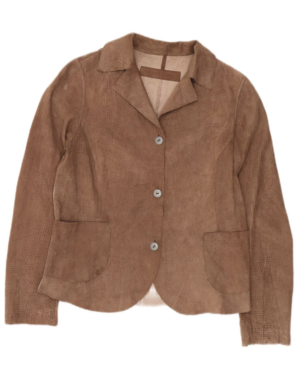 Lavorazione Artigiana Damen 3-Knopf-Blazerjacke IT 42 Mittelbraun