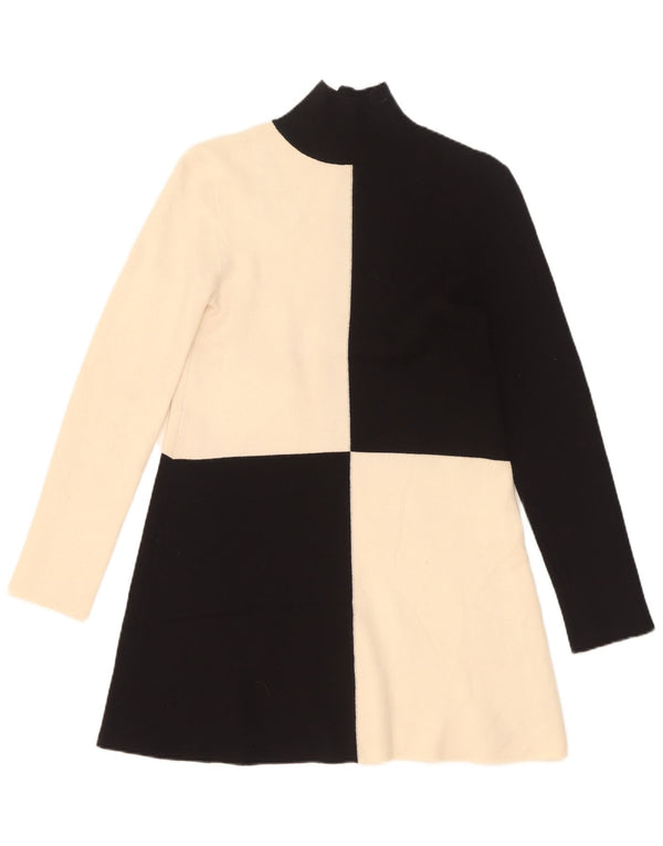Zara Langarm-Pulloverkleid für Damen, Gr. 8, Schwarz, Colourblock-Viskose