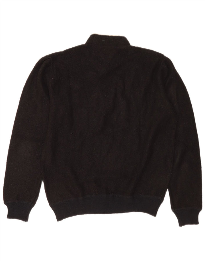 Vintage Damen Rollkragenpullover Pullover UK 14 Mittelschwarz geblümt