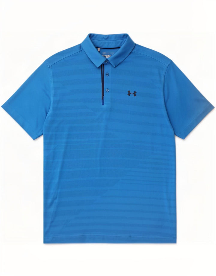 Under Armour Herren Heat Gear Poloshirt, großes blau gestreiftes Polyester