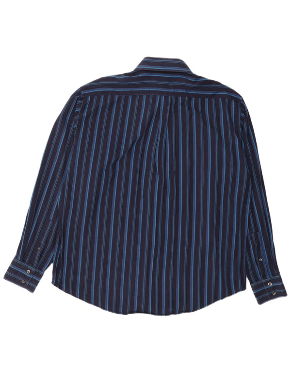 Yves Saint Laurent Mens Shirt XL Navy Blue Striped Cotton