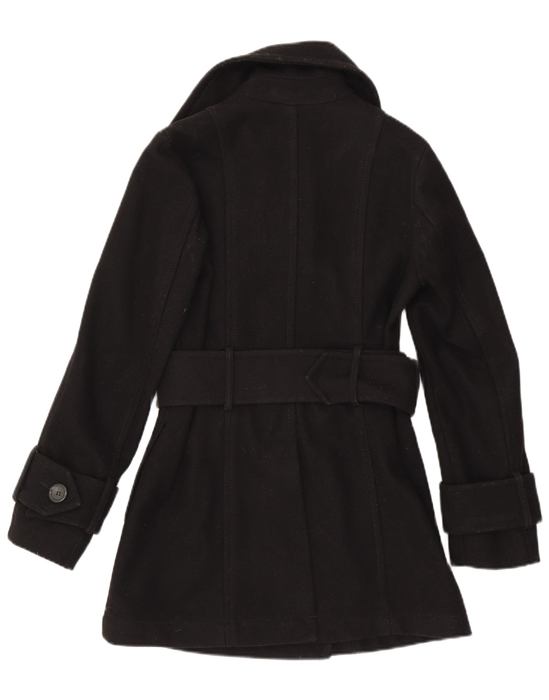 Benetton Damen Zweireihiger Mantel UK 8 Small Schwarz