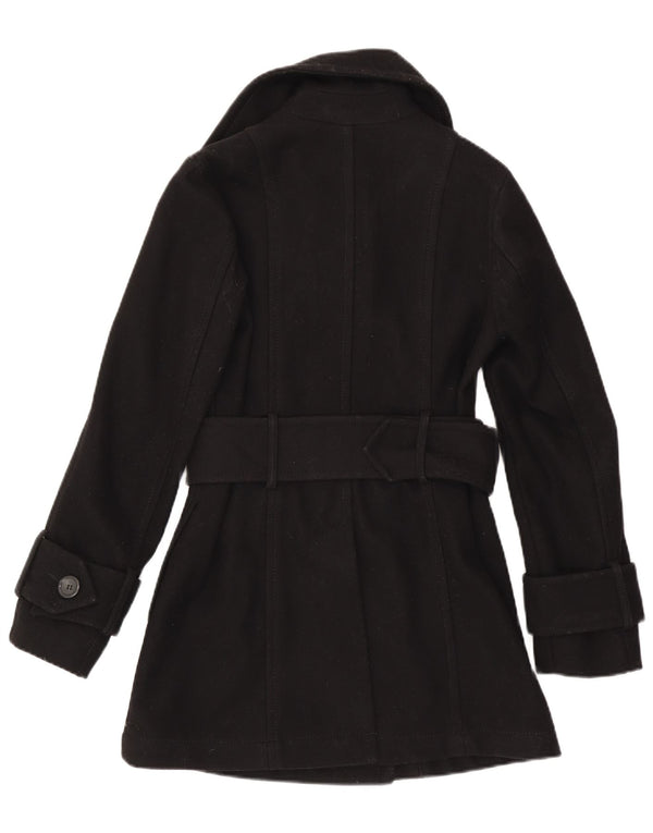 Benetton Damen Zweireihiger Mantel UK 8 Small Schwarz