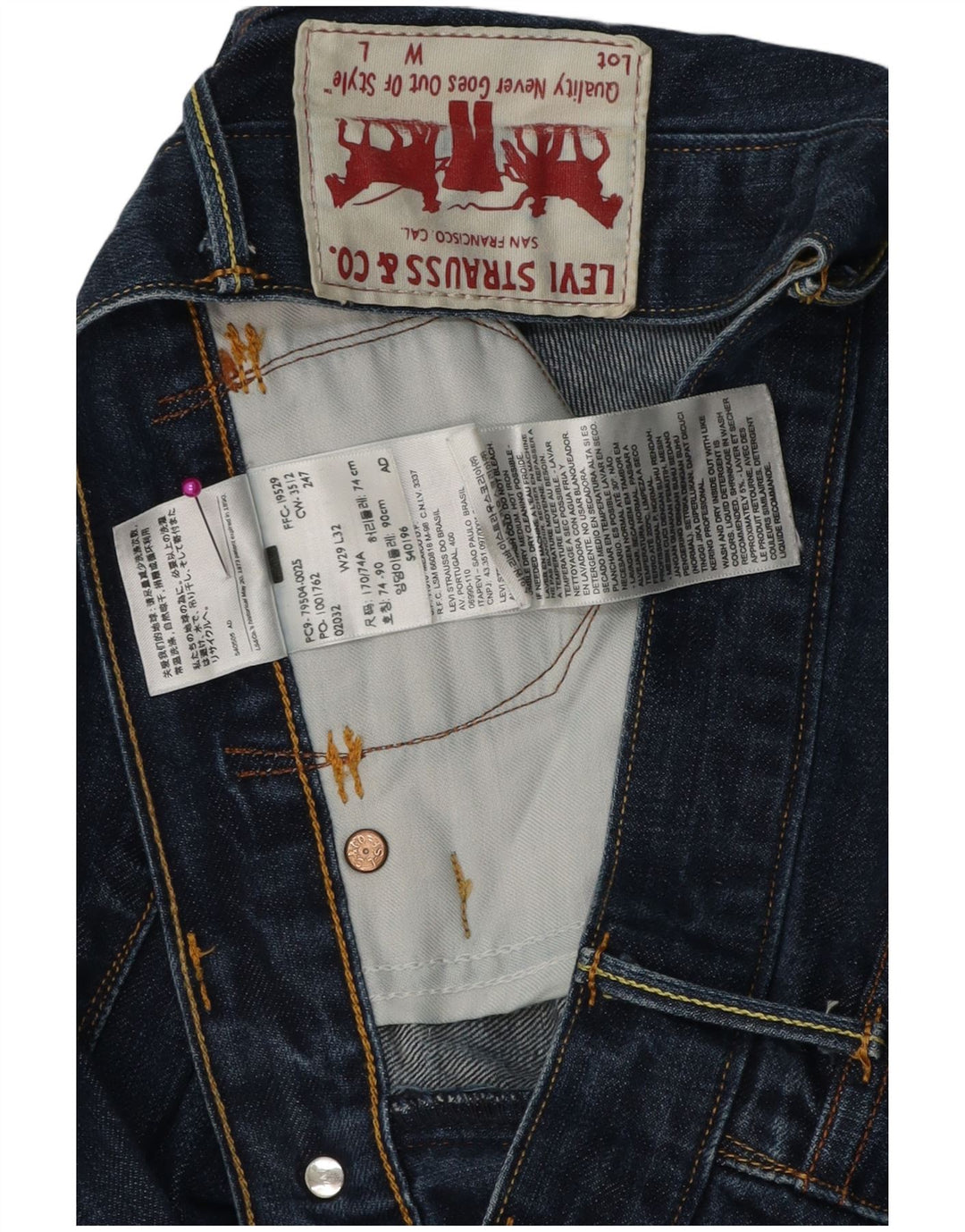 LEVI'S Herren Straight Jeans W29 L29 Blaue Baumwolle