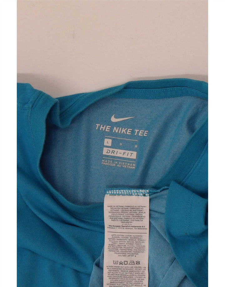 Nike Herren Dri Fit T-Shirt Top Large Blau Baumwolle