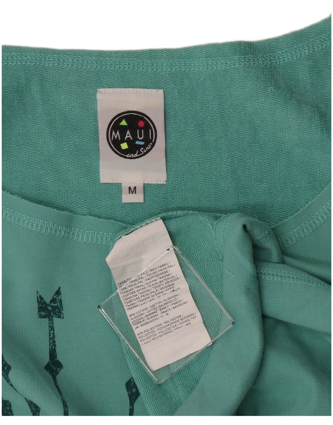 Maui and Sons Damen Crop Graphic Top 3/4 Ärmel UK 14 Medium Türkis