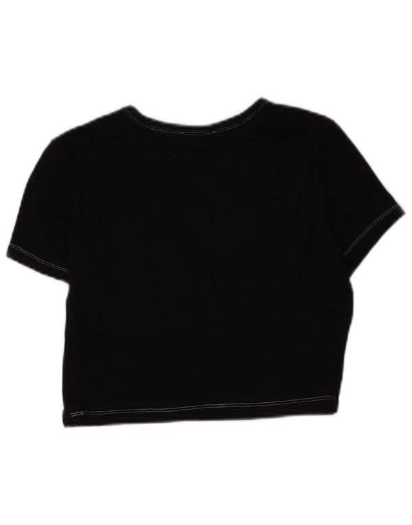 Zara Damen Crop T-Shirt Top UK 14 Large Marineblau