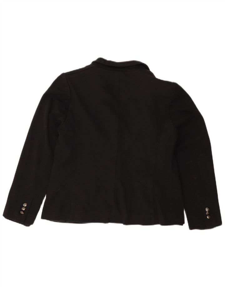 MARKS & SPENCER Damen 1-Knopf-Blazerjacke UK 16 Große schwarze Baumwolle