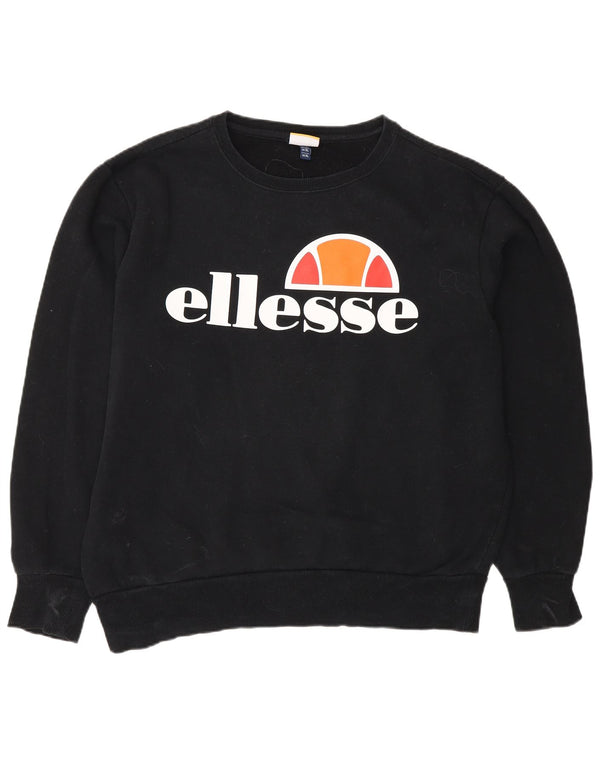 Ellesse Womens Graphic Sweatshirt Pullover UK 18 XL Schwarz Baumwolle