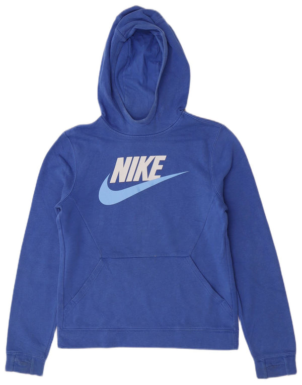 Nike Jungen-Pullover mit grafischem Kapuzenpullover, 12–13 Jahre, groß, blaue Baumwolle