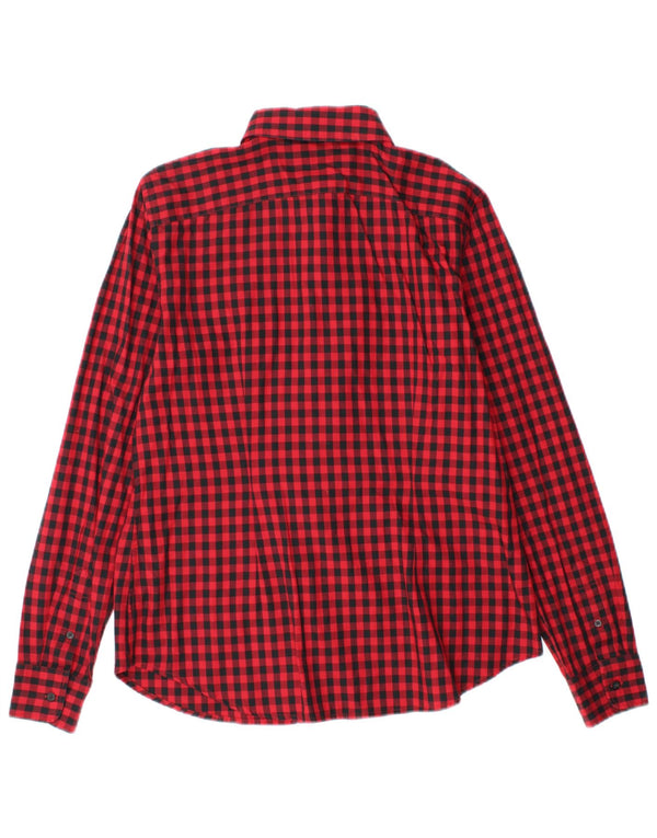 Ralph Lauren Damen-Hemd UK 14 aus mittelroter Gingham-Baumwolle