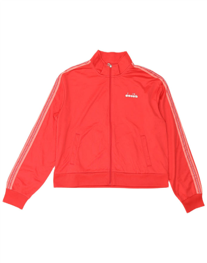 Diadora Damen-Trainingsanzugoberteil mit Grafik, UK 18, XL, Rot, Polyester