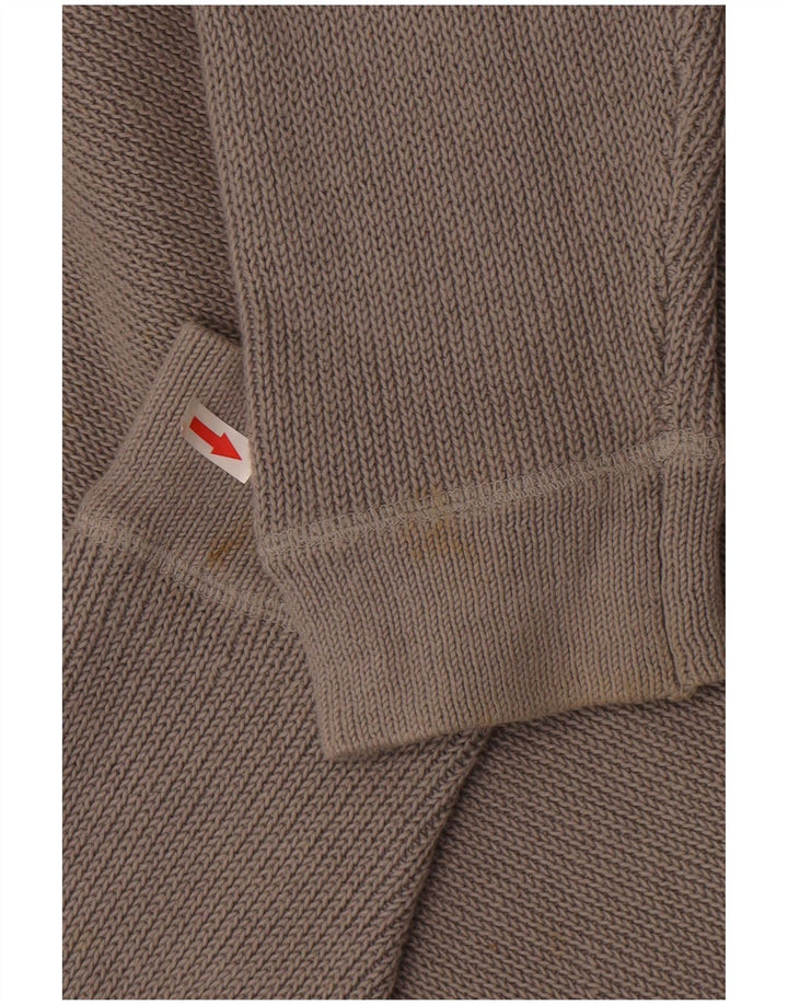 Reiss Herren-Pullover mit Knopfkragen, XL, graue Baumwolle