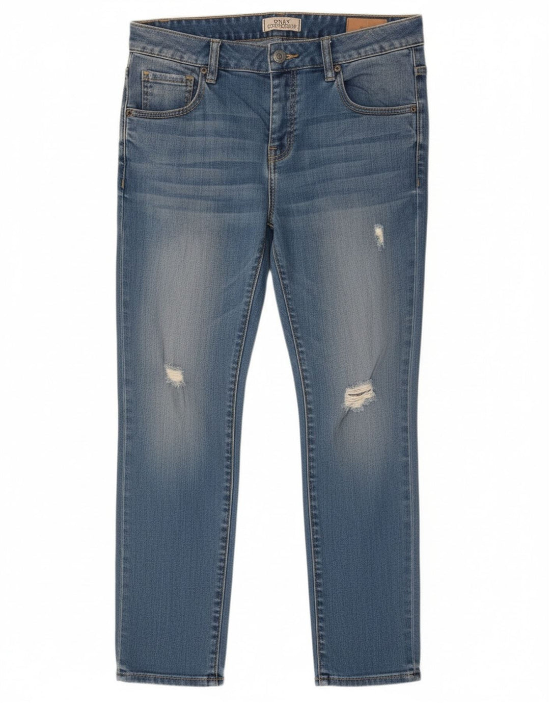 Superdry Damen Riley Distressed Slim Jeans W28 L26 Blaue Baumwolle