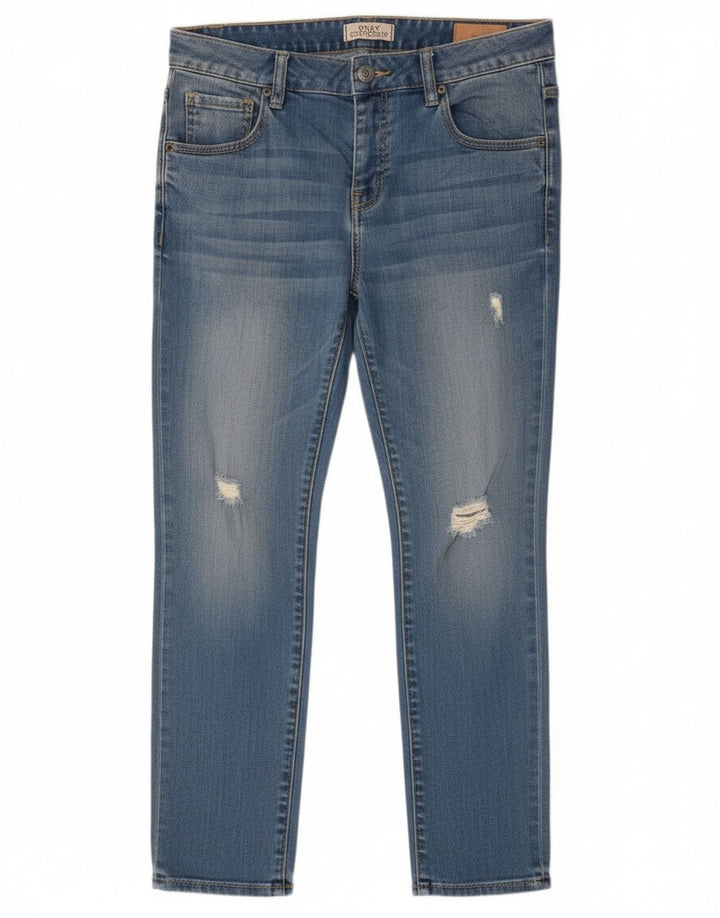 Superdry Damen Riley Distressed Slim Jeans W28 L26 Blaue Baumwolle
