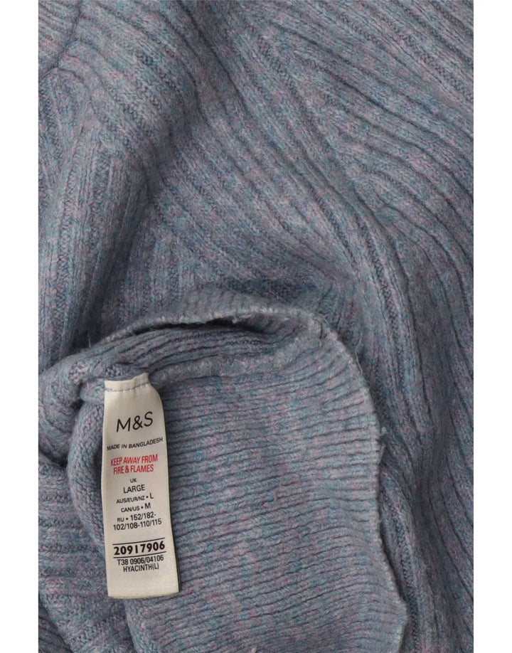 Marks & Spencer Rollkragenpullover für Damen, Gr. 14, Größe L, Blau meliert