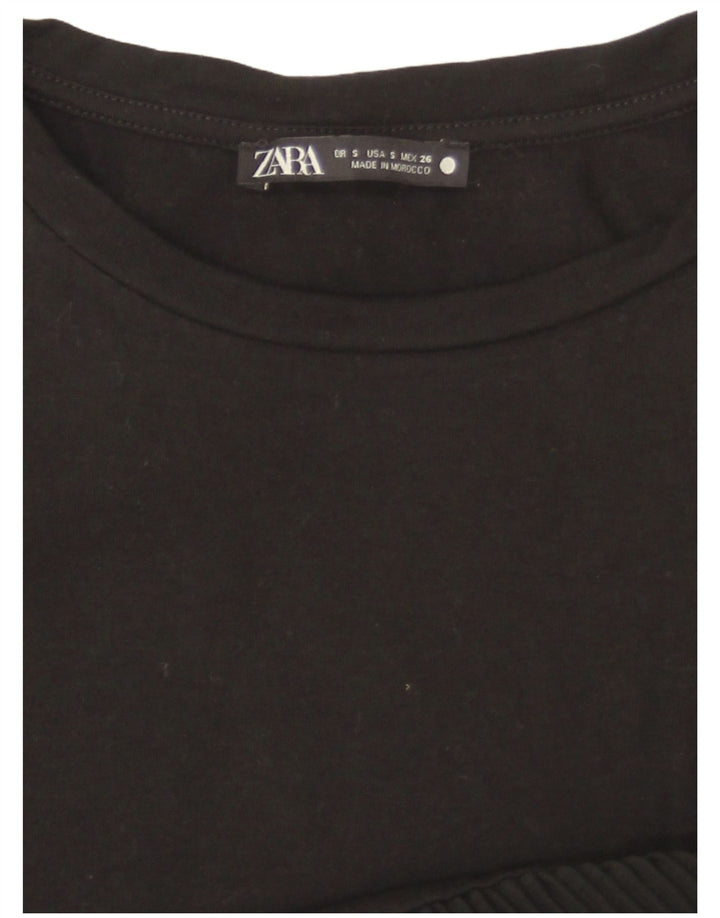 Zara Damen T-Shirt Top UK 10 Small Schwarz