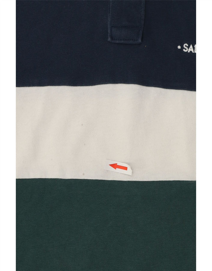 Crew Clothing Herren-Poloshirt aus mittelblauer Colourblock-Baumwolle