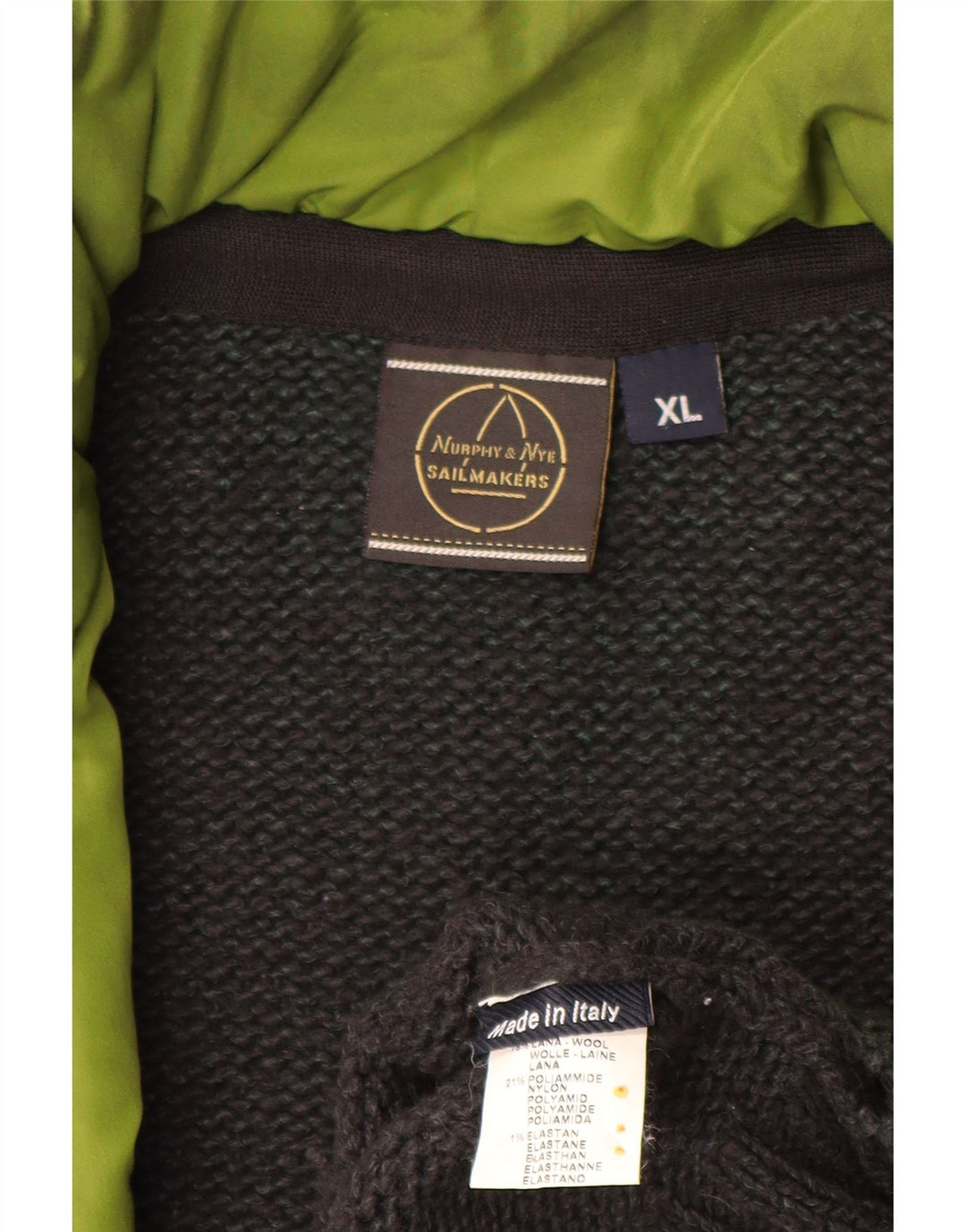 MURPHY & NYE Herren Sailmakers Cardigan Pullover XL Graue Wolle