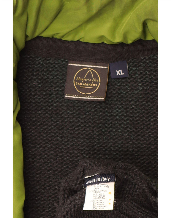 MURPHY & NYE Herren Sailmakers Cardigan Pullover XL Graue Wolle